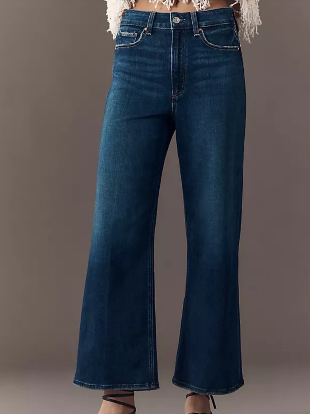 PAIGE Anessa Cropped Wide-Leg Jeans Sz 28